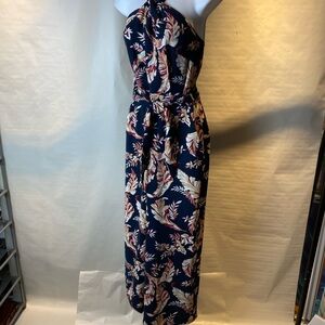 Joie Strapless Jumpsuit in Navy and Pink Floral